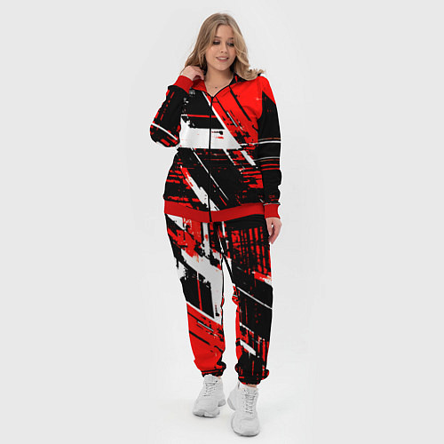 Женский костюм Diagonal black and white stripes on a red backgrou / 3D-Красный – фото 4