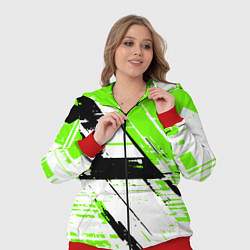 Женский 3D-костюм Diagonal black and green stripes on a white backgr, цвет: 3D-красный — фото 2