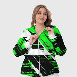 Женский 3D-костюм Diagonal black and white stripes on a green backgr, цвет: 3D-белый — фото 2