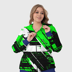 Женский 3D-костюм Diagonal black and white stripes on a green backgr, цвет: 3D-синий — фото 2