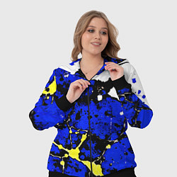 Женский 3D-костюм Сине-жёлтая абстракция на белом фоне, цвет: 3D-черный — фото 2