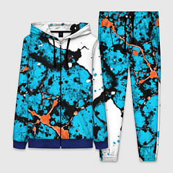Женский 3D-костюм Оранжево-голубая абстракция на белом фоне, цвет: 3D-синий