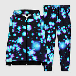 Женский 3D-костюм Неоновые снежинки глитч, цвет: 3D-черный