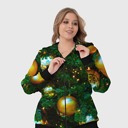 Женский 3D-костюм Новогодние украшения на ветках, цвет: 3D-черный — фото 2