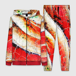 Женский 3D-костюм Красно-белая волнистая абстракция, цвет: 3D-красный