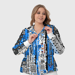 Женский 3D-костюм Киберпанк паттерн синий, цвет: 3D-белый — фото 2