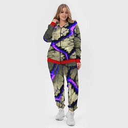 Женский 3D-костюм Треснувший камень фиолетовый, цвет: 3D-красный — фото 2