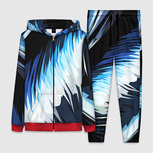 Женский костюм Бело-синие острые полосы / 3D-Красный – фото 1