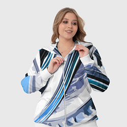 Женский 3D-костюм Волнистая бело-синяя абстракция, цвет: 3D-белый — фото 2