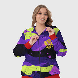 Женский 3D-костюм Черно-фиолетовый камуфляж и золотой герб РФ, цвет: 3D-красный — фото 2