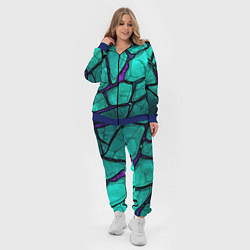 Женский 3D-костюм Зеленые плиты с фиолетовым разломом, цвет: 3D-синий — фото 2