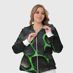 Женский 3D-костюм Черная потертая текстура на зеленом фоне, цвет: 3D-белый — фото 2