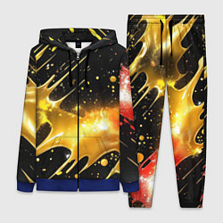 Женский 3D-костюм Оранжевая краска на черном, цвет: 3D-синий