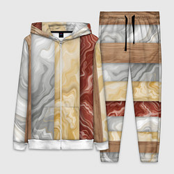 Женский 3D-костюм Мрамор и дерево, цвет: 3D-белый