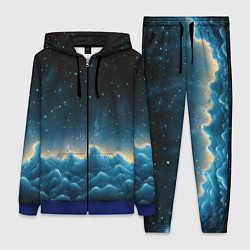 Женский 3D-костюм Облака и черное небо текстура, цвет: 3D-синий