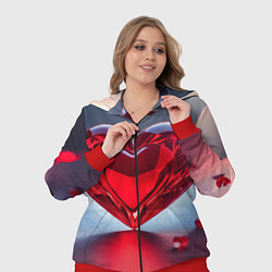 Женский 3D-костюм Хрустальное красное сердце на сером фоне с боке, цвет: 3D-красный — фото 2