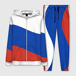 Женский 3D-костюм Флаг России волной, цвет: 3D-белый