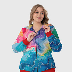 Женский 3D-костюм Абстрактные волны в мраморном стиле, цвет: 3D-красный — фото 2