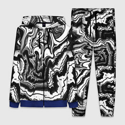 Женский 3D-костюм Закрученные волны - чб абстракция, цвет: 3D-синий