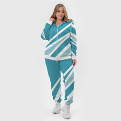Женский 3D-костюм Бело-голубой абстракция с полосами, цвет: 3D-белый — фото 2