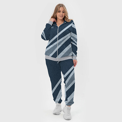 Женский костюм Sport синий текстурный с полосами / 3D-Меланж – фото 4
