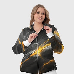 Женский 3D-костюм Серая текстура с золотым разломом, цвет: 3D-белый — фото 2