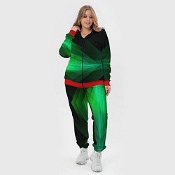 Женский 3D-костюм Неоновая зеленая абстракция на черном фоне, цвет: 3D-красный — фото 2