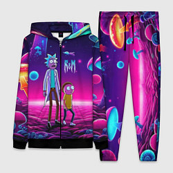 Женский 3D-костюм Морти и Рик на планете неоновых сказочных грибов, цвет: 3D-черный