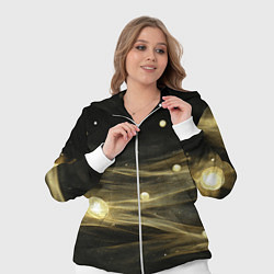 Женский 3D-костюм Золотистый свет на черной текстуре, цвет: 3D-белый — фото 2