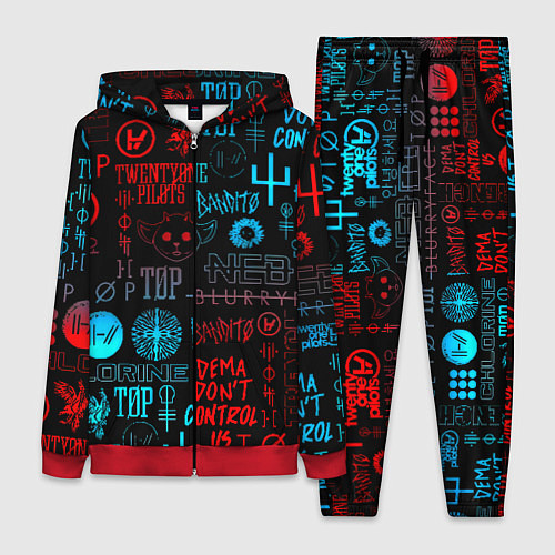 Женский костюм Twenty one pilots rock pattern / 3D-Красный – фото 1