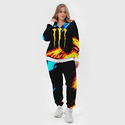 Женский 3D-костюм Monster energy текстура огненная, цвет: 3D-белый — фото 2