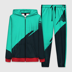 Женский 3D-костюм Color black light blue, цвет: 3D-красный