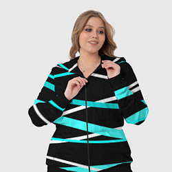 Женский 3D-костюм Чёрный с бело-голубыми полосами, цвет: 3D-черный — фото 2