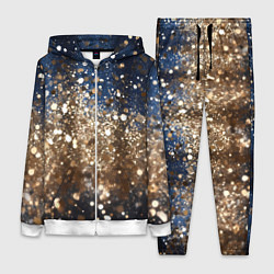 Женский 3D-костюм Золотые блестки на черно-синем фоне, цвет: 3D-белый