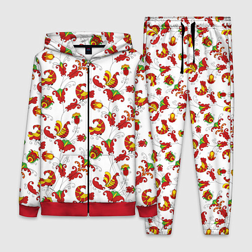 Женский костюм Русский народный орнамент в стиле росписей Северно / 3D-Красный – фото 1