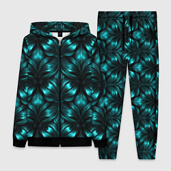 Женский 3D-костюм Зеленые узоры из абстрактных листьев - блестящий п, цвет: 3D-черный