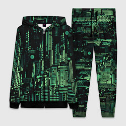 Женский костюм Чёрно-зелёный абстракция точки полоски