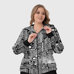 Женский 3D-костюм Чёрно-белые абстракция точки полоски, цвет: 3D-черный — фото 2