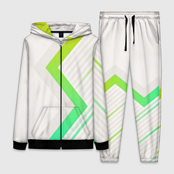 Женский 3D-костюм Color white line green, цвет: 3D-черный