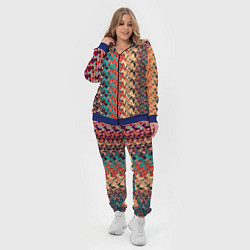 Женский 3D-костюм Красно-синий искажённые полосы узор, цвет: 3D-синий — фото 2