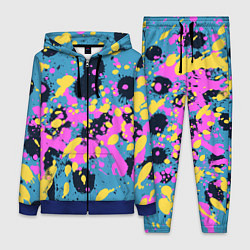 Женский 3D-костюм Брызги краски розовой желтой и темно синей, цвет: 3D-синий