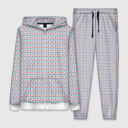 Женский 3D-костюм Красно-синие фигуры на белом фоне, цвет: 3D-белый