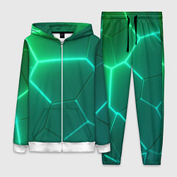 Женский 3D-костюм Зеленые неоновые плитки, цвет: 3D-белый