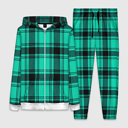 Женский 3D-костюм Checkered turquoise, цвет: 3D-белый