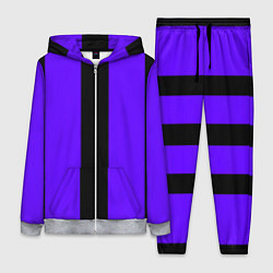 Женский 3D-костюм Color purple black stripes, цвет: 3D-меланж