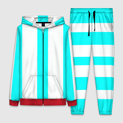 Женский костюм Color light blue white lines / 3D-Красный – фото 1
