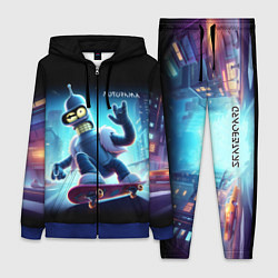 Женский 3D-костюм Bender is a skateboarder in neon street - ai art, цвет: 3D-синий