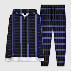 Женский 3D-костюм Color black cage purple stripes, цвет: 3D-белый