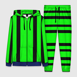 Женский костюм Color black and green stripes