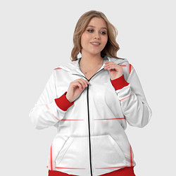 Женский 3D-костюм Color white red stripes, цвет: 3D-красный — фото 2